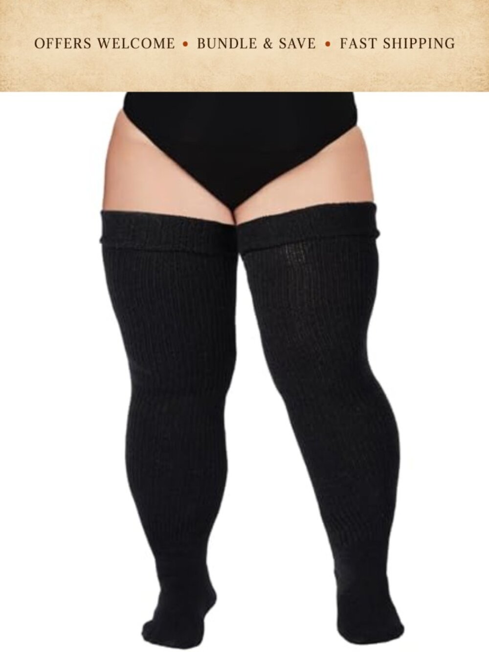 Plus Size Thigh High Socks for Thick Thighs, Extra Long Over the Knee Stockings